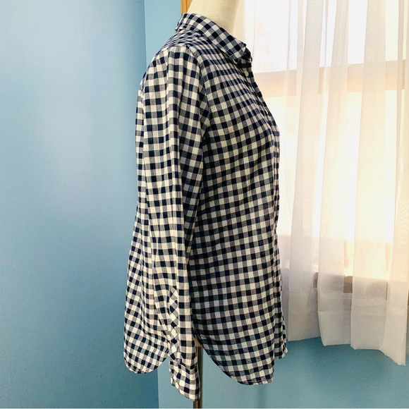 J. Crew Navy Gingham Crinkle Boy Button Down - Picture 7 of 8